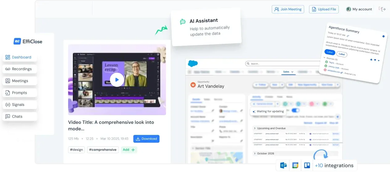Efficlose recruiting interview dashboard