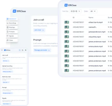 EffiClose integrations and workflow interface
