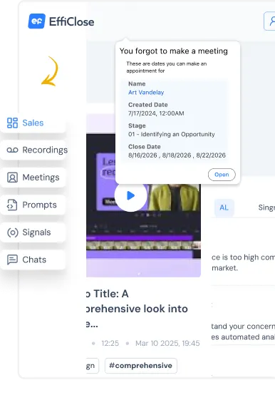 Efficlose recruiting analytics dashboard on mobile